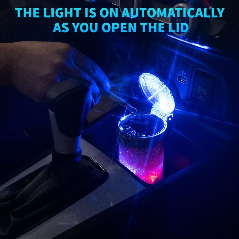 eing Car Ashtray Portable Smoke Cup Holder Home Cigarette Ash Tray with Colorful LED Light,Ideal for Truck Office Auto - Image 4